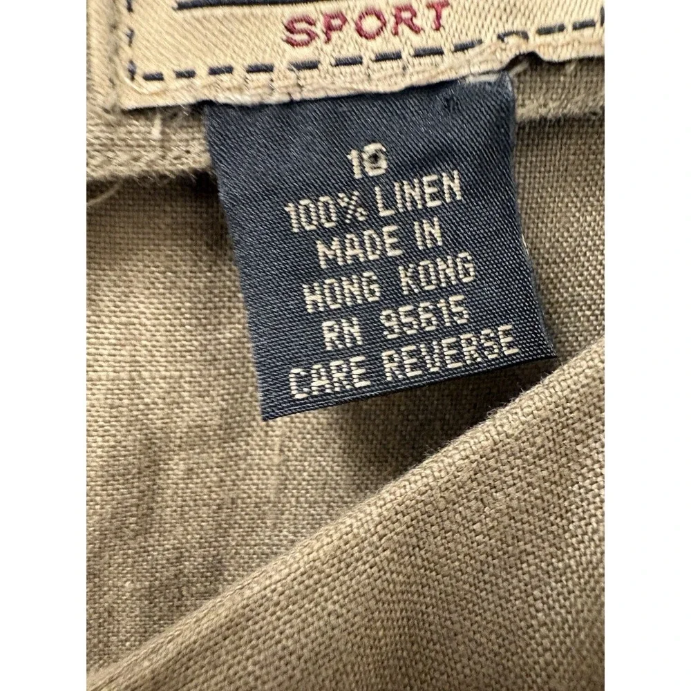 VTG Rafaella Dress Sz 10 100%Linen Tan/Beige Sleeveless Buttons Midi Lagenlook - Picture 3 of 6